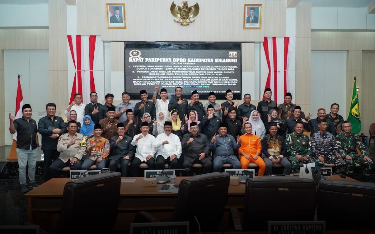 DPRD Kabupaten Sukabumi gelar rapat paripurna bahas penetapan Bupati terpilih dan usulan pemberhentian kepala daerah periode sebelumnya. | Dok. Sekwan DPRD