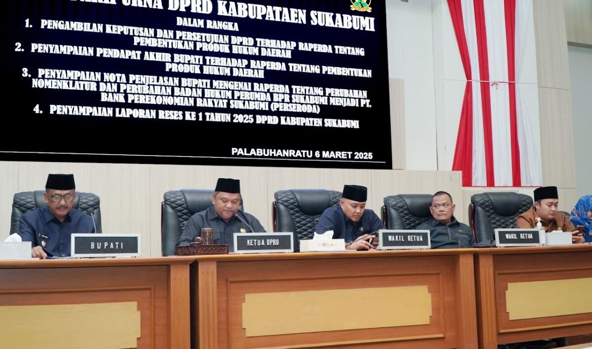 DPRD Sukabumi bahas regulasi daerah, transformasi BPR, dan laporan reses dalam Rapat Paripurna ke-6 Tahun Sidang 2025. | Humas DPRD
