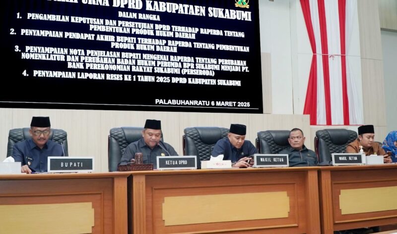 DPRD Sukabumi bahas regulasi daerah, transformasi BPR, dan laporan reses dalam Rapat Paripurna ke-6 Tahun Sidang 2025. | Humas DPRD