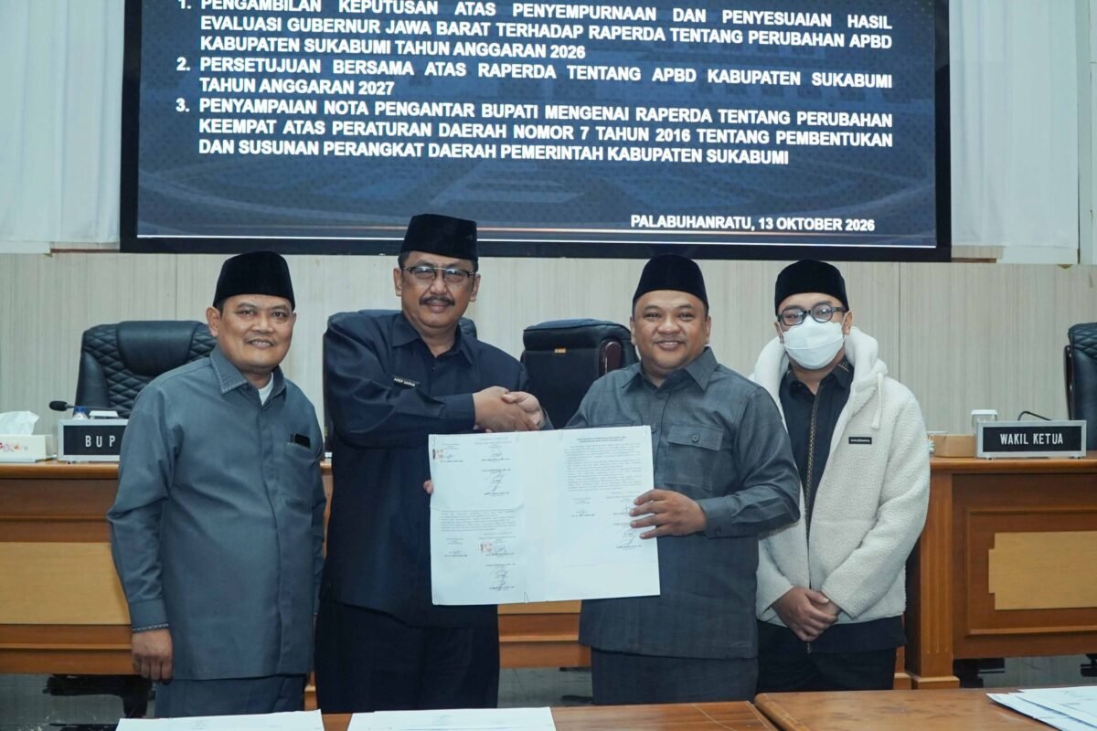 DPRD Kabupaten Sukabumi menyetujui Raperda APBD 2027 dan membahas penyempurnaan Perubahan APBD 2026.